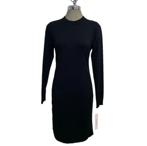 NEW Calvin Klein Elegant Sweater Dress Black Side Logo Women's size L - Picture 1 of 6