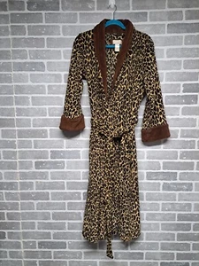 Oscar De La Renta Intimates long sleeve 2 pocket animal print long robe Size S/M - Picture 1 of 9