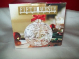 FIFTH AVENUE CRYSTAL RIBBON AND TREE ORNAMENT BALL LIDDED BOX CANDY DISH - Picture 1 of 2