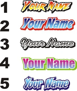 CUSTOM PAIR OF 3 COLOUR NAME DECALS STICKERS GRAPHICS - KIDS BIKE SCOOTER FRAME - Picture 1 of 1