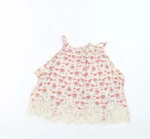 H&M Womens Ivory Floral Viscose BlendCropped Blouse Size 12 - Lace Detail - Picture 1 of 12