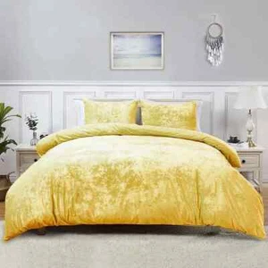 4Piece Silky Crushed Luxury Velvet Duvet Cover Fitted Sheet Complete Bedding Set - Picture 1 of 15