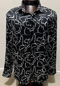 ZARA Men's Black Floral Lg. Sleeve Button Down XL Slim Fit Casual Dress Shirt - Picture 1 of 16