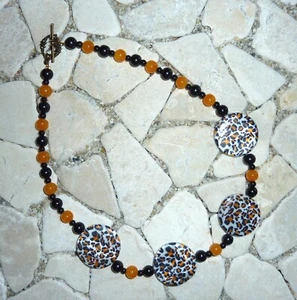 ★ kurze Kette ★ Collier ★ schwarz & orange ★ - Bild 1 von 2