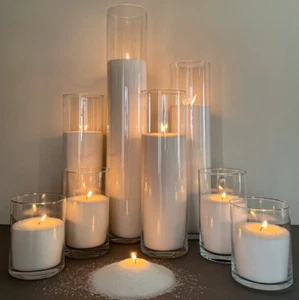 Powder Candle - White Unscented Scent -Free All- Natural Candle with Wicks - Picture 1 of 3