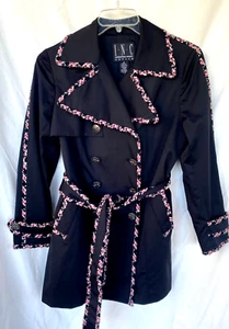 INC INTERNATIONAL CONCEPTS..BLACK & PINK..DOUBLE BREASTED..TRENCH COAT..NWT..M P - Picture 1 of 5