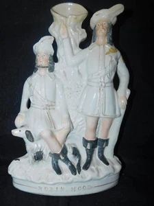 ANTIGUA GRAN JARRÓN DE DERRAME DE CAPUCHA ROBIN STAFFORDSHIRE con perro spaniel - Imagen 1 de 1
