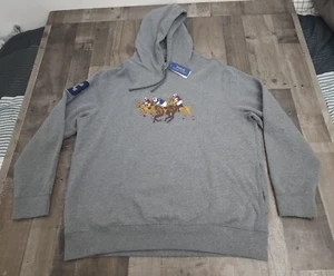 BNWT Polo Ralph Lauren Heather GRAY Embroidered TRIPLE PONY #3 Hoodie Size XXL - Imagen 1 de 22