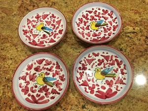 Deruta Italy Majolica - SET OF 4 DISHES - Cranberry/Yellow - Charming!   - Picture 1 of 2