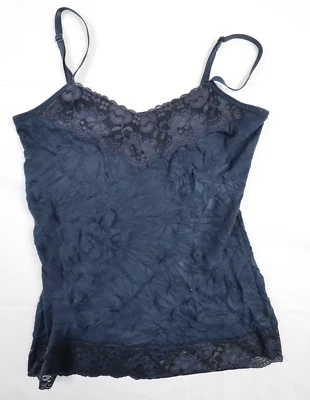 Regata feminina Dressbarn pequena (S) azul Y2K renda enrugada alça espaguete - Imagem 1 de 4