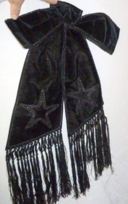 Antique 23" Velvet & Jet Beaded BOW FOR DRESS Victorian Edwardian - Image 1 of 4