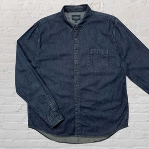 Lucky Brand Denim Button Down Shirt Long Sleeve Dark Wash Men’s XL - Picture 1 of 3