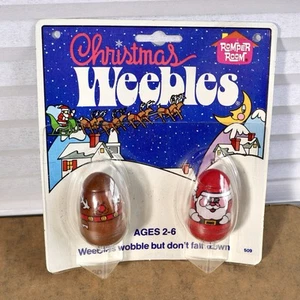 Weebles Christmas Santa & Rudolph Figures – 1976 Vintage Romper Room - Picture 1 of 2
