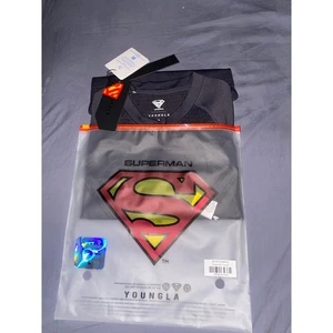 YOUNGLA Superman Compression Shirt Size Large Charcoal Athletic Gym Workout Tee - Picture 1 of 3