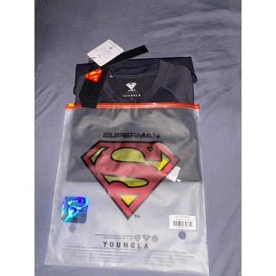 YOUNGLA Superman Compression Shirt Size Large Charcoal Athletic Gym Workout Tee - Image 1 of 3