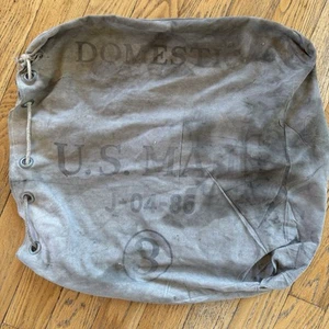 Vtg Domestic US Mail Bag #3 Heavy Cotton Canvas Bag Draw String Metal Lock J-04 - Picture 1 of 13