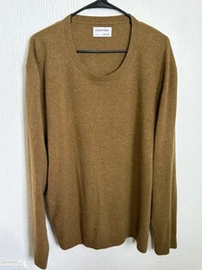 Suéter tejido Calvin Klein para hombre 2XL XXL dorado mostaza manga larga cuello redondo lana - Imagen 1 de 6
