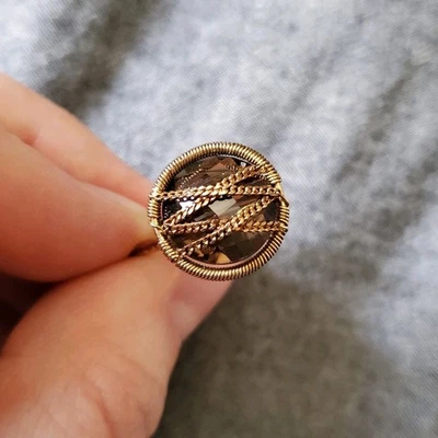 棕色水钻戒指,尺寸 7 金色戒指 — 第 1/4 张图片