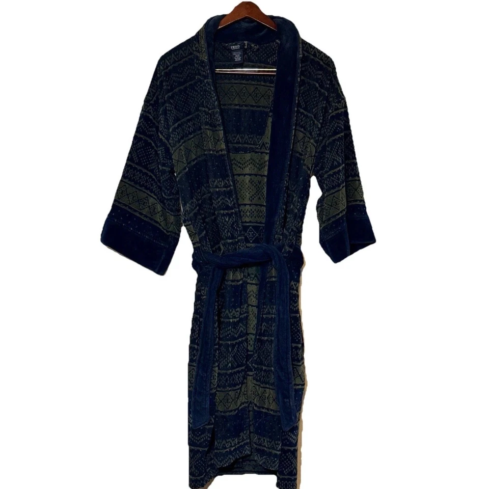 Cinturón de albornoz vintage Izod para hombre grueso tela de felpa Fair Isle talla única Foto 1 de 4