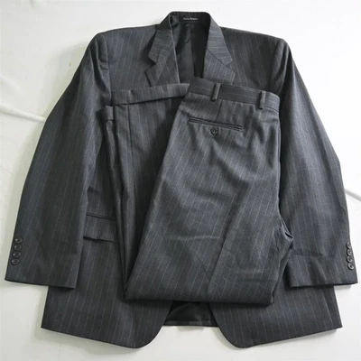 Chaps Ralph Lauren 44R 38x30 Gray Striped 100% Wool Mens Jacket Pants Suit - Image 1 of 4