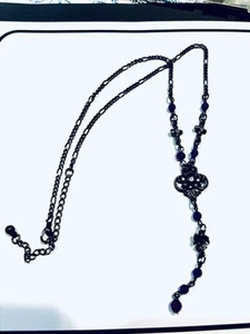 Black Gothic Victorian 18” Necklace Purple Faceted Beads Bmt1001 - Picture 1 of 4