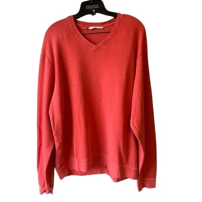 Cutter & Buck 100% Cotton Sweater L V-Neck Long Sleeve Solid Burnt Orange Men's - Image 1 of 4