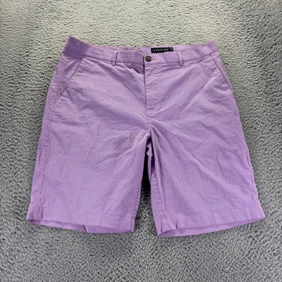 Dunning Chino 短裤男式 38 码紫色棉涤纶弹力条纹高尔夫 — 第 1/4 张图片