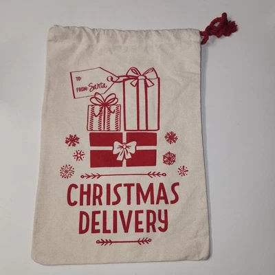 Saco de Entrega Navidad "De Santa" Unisex Lona 10.5" x 15" Foto 1 de 4