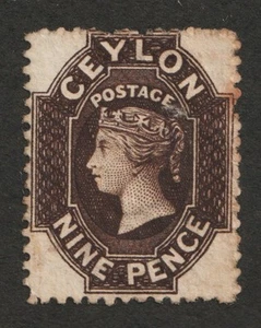 1863-67 Ceylon Sc# 55a Wmk 1b - Nine Pence, Queen Victoria. MNG Cv$70.00 - Picture 1 of 1