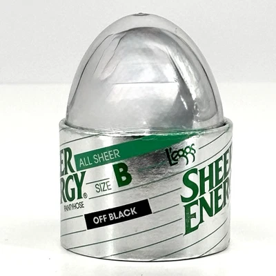 Pantimedias L'eggs Sheer Energy Off negras talla B nuevas/selladas icónicas embalaje de huevos Foto 1 de 4