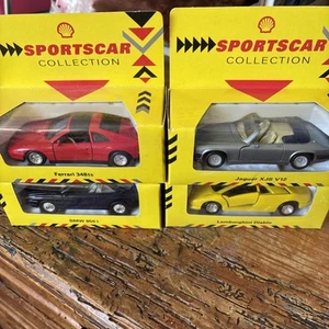 Shell Sportscar 4 Car Collection Model cars Box Jaguar Ferrari BMW Lamborghini - Picture 1 of 6