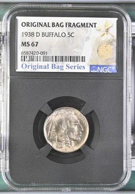 1938 D Buffalo Nickel NGC MS-67 Bag Series Label - 091 - Image 1 of 2