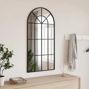 Wall Mirror Black Glass and Powder-Coated Iron 19.7 x 39.4 in - Picture 1 of 7