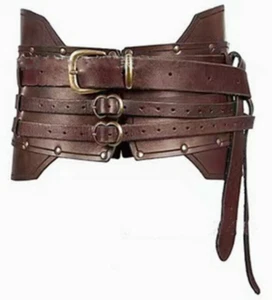 Leder Taillengürtel Mittelalter Bauchdeckengürtel Gladiator Kampf Wikinger Kostüm - Bild 1 von 8
