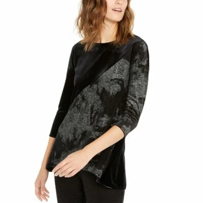 ALFANI NUEVO Para Mujer Terciopelo Alto-Bajo Túnica Camisa Top TEDO Foto 1 de 2