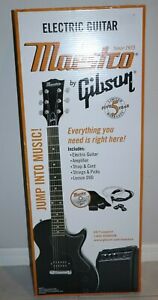 Maestro by Gibson Electric Guitar Starter Bundle Amp Cord Strings Black FullSize