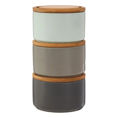 Set of 3 Fenwick Stacking Canisters Grey Shades Dolomite Stackable Storage New - Image 1 of 4