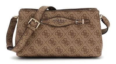 GUESS Katya Crossbody Top Zip Umhängetasche Tasche Latte Logo hellbraun braun - Bild 1 von 3