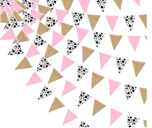 Tessuto bandiera triangolo mucca rosa tela decorazioni festa fattoria occidentale 32 piedi - Foto 1 di 6