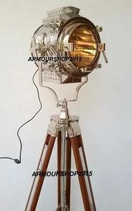 Hollywood Searchlight Spot Light Wooden Tripod Floor Stand Office Decor Gift - Picture 1 of 4