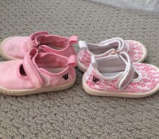 Walnut canvas girls shoes x 2 - size 25 (new sizing 23) approx age 2 years