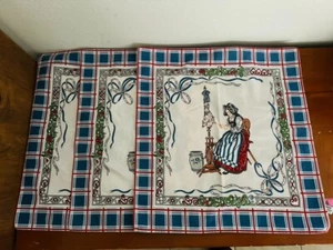 Beauville Napkins Set Of 3 M.I.E. Made In France Cotton Blue - Picture 1 of 7