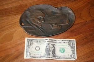 Antique Bradley & Hubbard Art Nouveau Man Smoking a Pipe Brass Trinket Tray - Picture 1 of 5