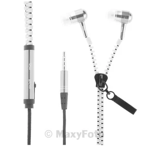 MAXY AURICOLARE STEREO SUPER BASS ZIPPER CUFFIE IN-EAR MICROFONO WHITE 78F763A - Foto 1 di 7