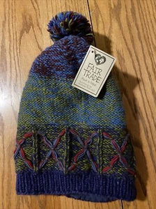 Paths Of The Spirit Australian Merino Wool Bobble Ski Hat Made In Nepal Fleece - Bild 1 von 4