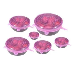 6pcs Reusable Silicone Stretch Lids - Airtight Food Covers for Keeping Freshness - Picture 1 of 21