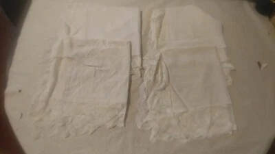 4 - White Fringed Small Table Covers - 21.5" X 22.5" - Including Lace Fringe - Image 1 of 3