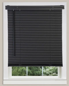 Cordless Window Minds Mini Blinds 1" Slats Black Vinyl Blind - Picture 1 of 1