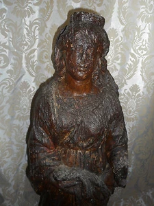 ANCIENNE STATUE RELIGIEUSE/SAINTE CATHERINE ALEXANDRIE/BOIS/ XVIII-XIXéme/H.89cm - Picture 1 of 12