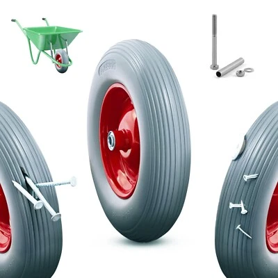 AREBOS PU Vollgummi Ersatzrad 390mm Ersatzreifen für Schubkarren Räder Sackkarre